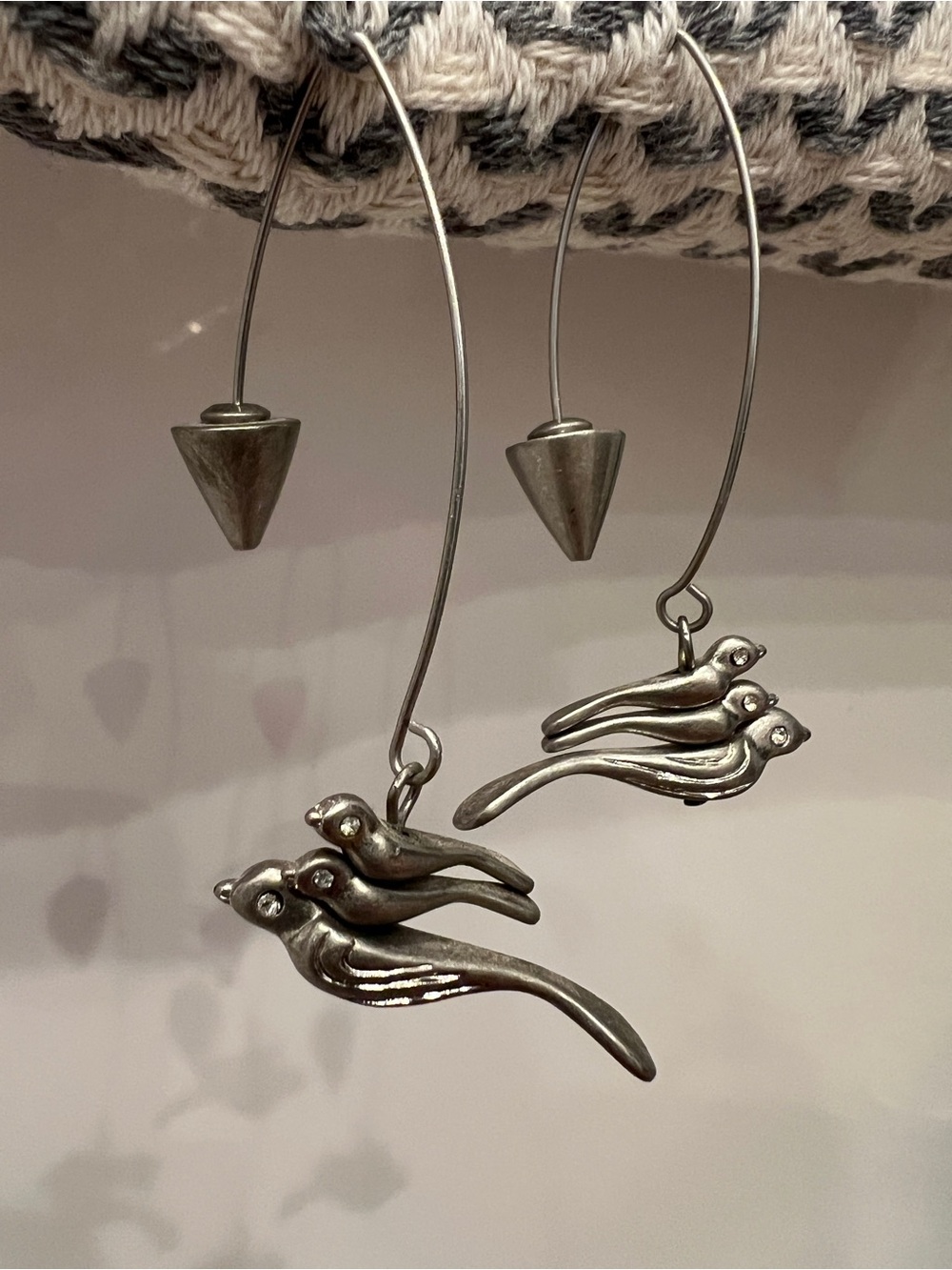 RARE Silver Bird Trio Earrings - Elegant Silver Tone Women’s Jewelry - Picture 1 of 7